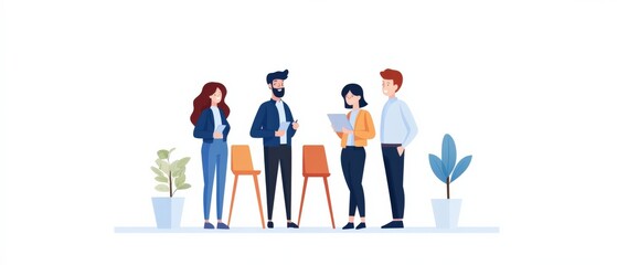 people waiting in line for a job interview