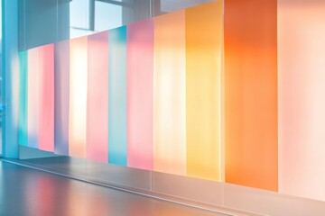 colorful vertical panels in modern interior.
