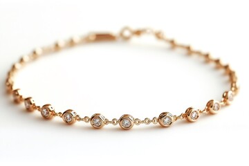 Obraz premium Gold bracelet adorned with sparkling diamonds on white background