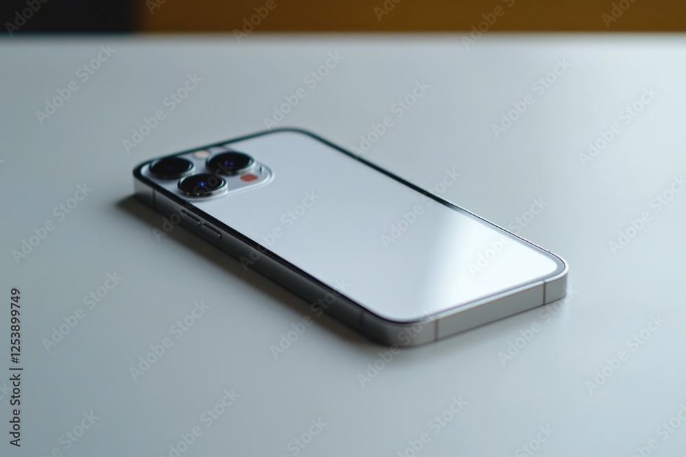 Aufkleber a close-up view of a cell phone placed on a table, ready for use