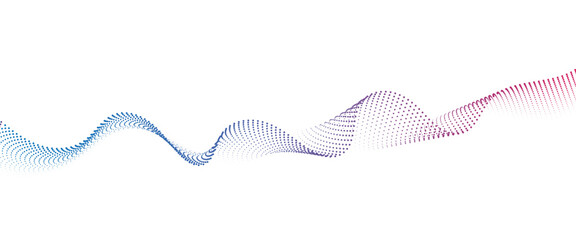 Flowing Dot Wave halftone gradient pattern on transparent background	
