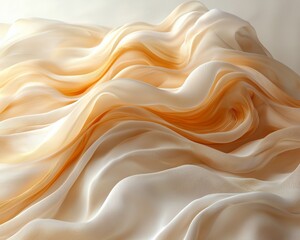 Fototapeta premium Draped peach and cream silk fabric.