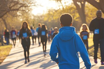 Community walk for world diabetes day park action event evening dynamic