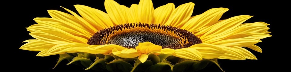 A bright yellow sunflower on a dark background, perfect for highlighting or contrasting with other design elements