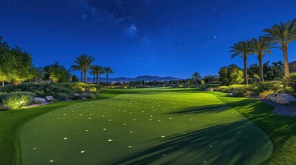 Night Golf Course Under the Stars