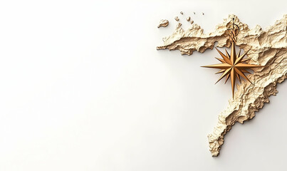Decorative Compass Overlaid on Textured Map for Navigation Themes