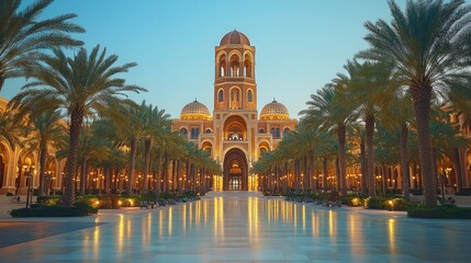 Illuminated Majesty:  Zayed University's Architectural Marvel at Dusk