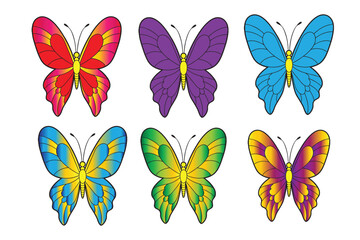 Fototapeta premium Butterfly set vector multi colored. 