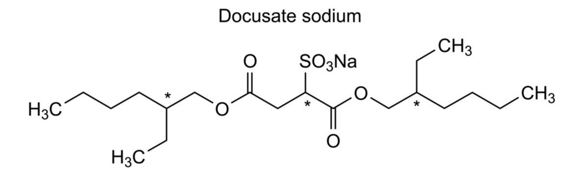 Chemical structure of docusate sodium, drug substance