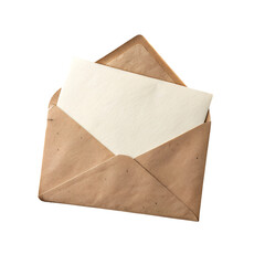 Vintage kraft envelope with blank white paper inside
