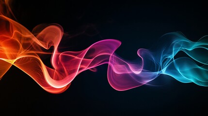 Obraz premium Abstract Futuristic Swirling Light Trails in Vivid Orange, Pink, and Blue Colors on Dark Background