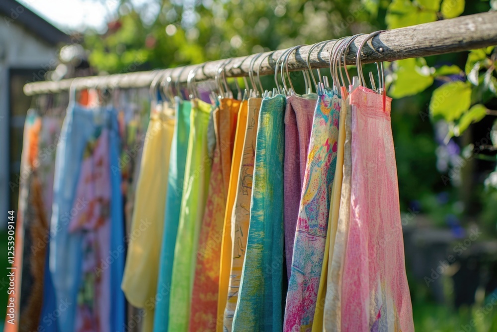 Poster a collection of ties displayed on a clothesline, perfect for organizing or decoration