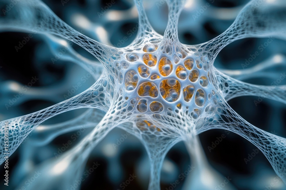 Aufkleber Close-up view of a cell structure with various organelles and membranes