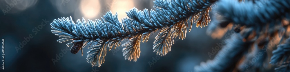 Poster A close-up shot of a pine tree branch with intricate details