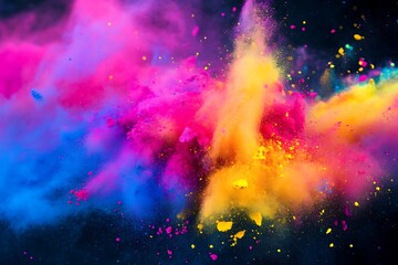 Abstract swirl patterns with holi powder bursts