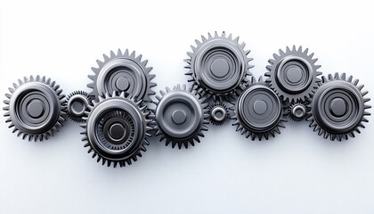 Interconnected Gears On White Background