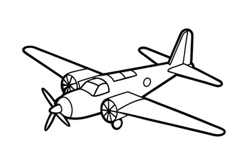 Line art drawing of a propeller plane vector art illustration3.eps