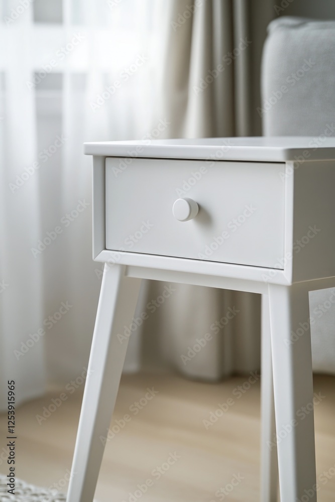 Poster a simple white desk with a drawer on top