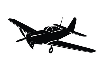 Silhouette of a propeller plane vector art illustration4.eps