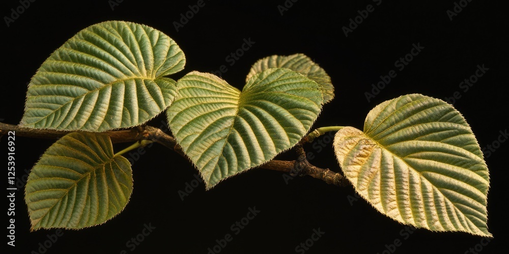 Poster A detailed view of a leaf on a branch with veins and edges visible