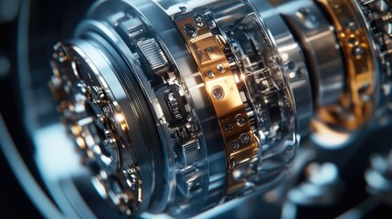 Close-up view of a mechanical device with intricate details