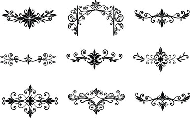 Decorative dividers. Vintage ornaments. Vector illustration isolated on white background. Floral ornaments vector
