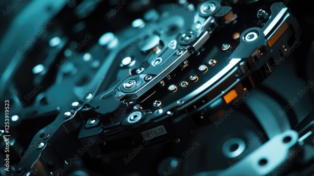 Poster A close up view of a watch face with intricate details and clock hands