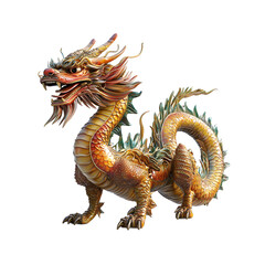 Naklejka premium A majestic golden dragon statue, perfect for Asian themed designs.