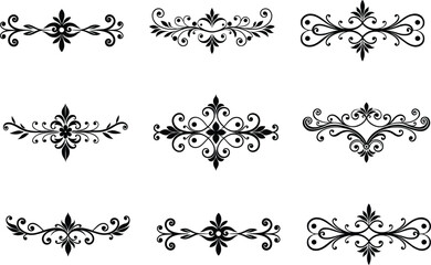 Decorative dividers. Vintage ornaments. Vector illustration isolated on white background. Floral ornaments vector