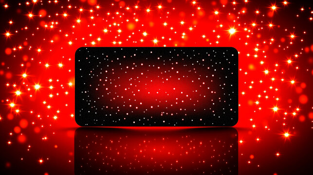 elegant design in red tones. It contains a rectangular plate with a gradient background, located on a red background creating the effect of a festive design. This image is perfect for a gift certifica