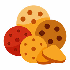 Cookies with chips vector on white background.