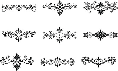 Decorative dividers. Vintage ornaments. Vector illustration isolated on white background. Floral ornaments vector