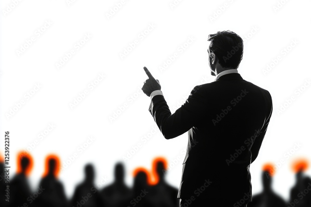 Aufkleber Man in a suit looking at a screen with a puzzled expression, possibly finding something or trying to troubleshoot an issue