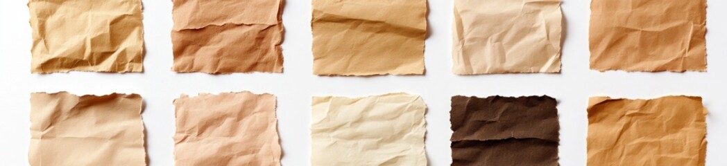 Fototapeta premium Crumpled Paper Samples on White Background