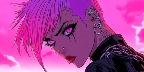 Naklejka premium anime modern punk 