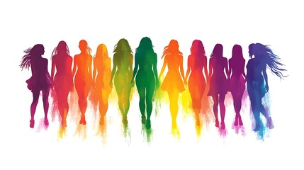 Obraz premium women silhouettes in rainbow colors for empowerment day