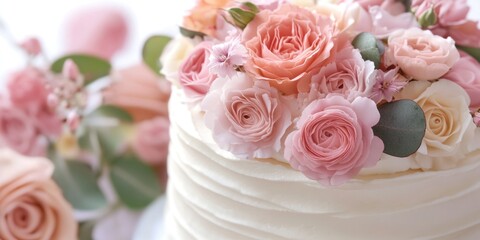 A decorative cake with flowers, suitable for parties or special occasions