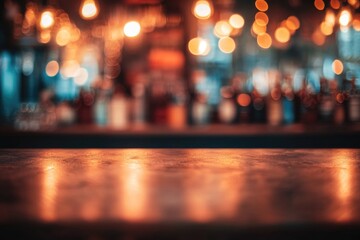 A blurry image of a bar counter with glasses and bottles