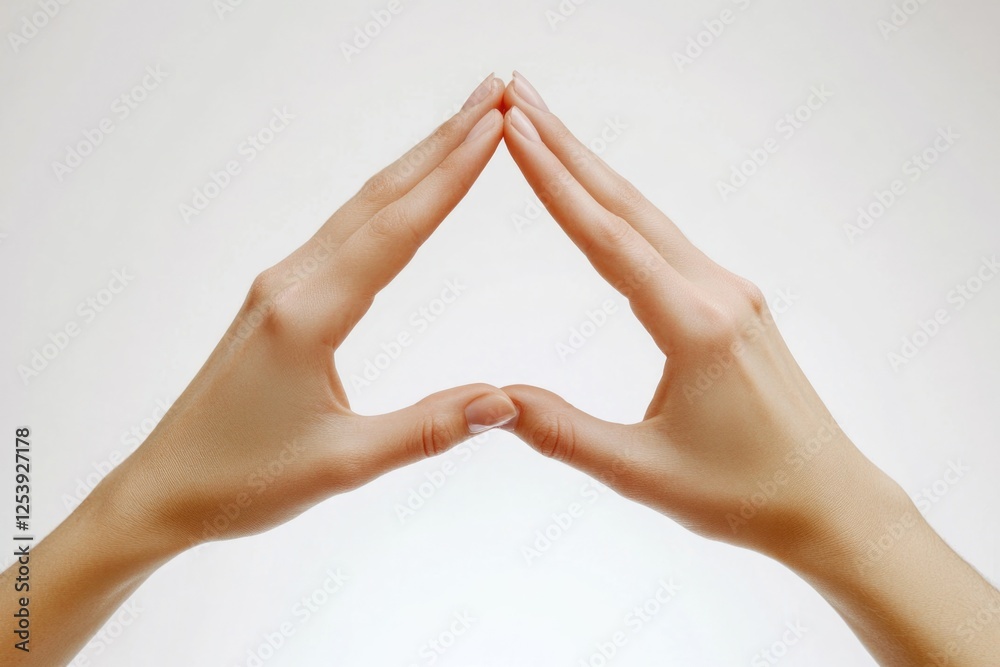 Poster two hands forming a triangular shape with their fingers