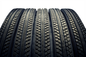 Set of Various Tire Treads in Close-Up View isolated on white background as transparent. PNG. AI GENERATED