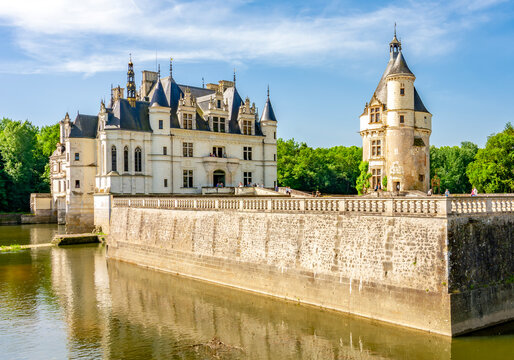 Chenonceau castle on Cher river in Loire valley, France