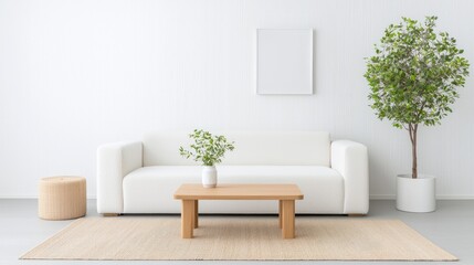 Modern minimalist living room interior design mockup