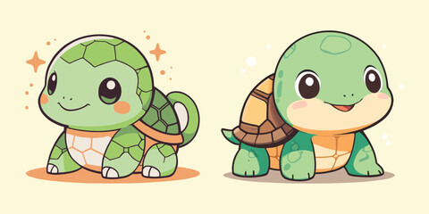 Cute Baby Turtles Cartoon Vector Icon Illustration stickers