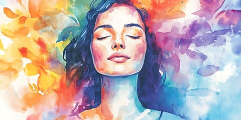 Watercolor woman with empowering quotes for Women's Day