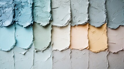 Various swatches of paint colors with thick texture pattern