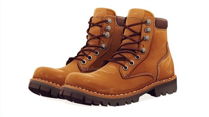 A pair of rugged brown leather boots with laces, ideal for outdoor activities and casual wear.