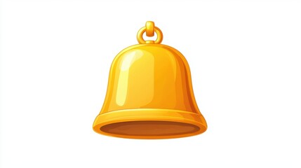 A bright yellow bell with a smooth, shiny surface, featuring a loop at the top for hanging, often associated with notifications and alerts.