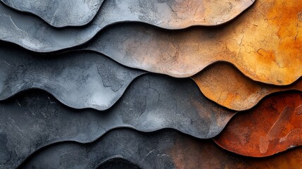 Layered wave patterns in varying shades of gray and brown