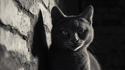 Monochrome Kitten Posing for Portrait