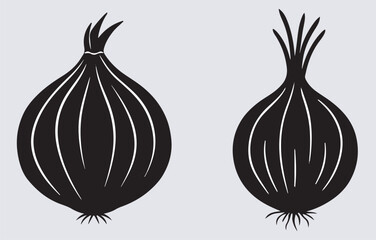 onion vector illustration, two onions silhouette vector art illustration